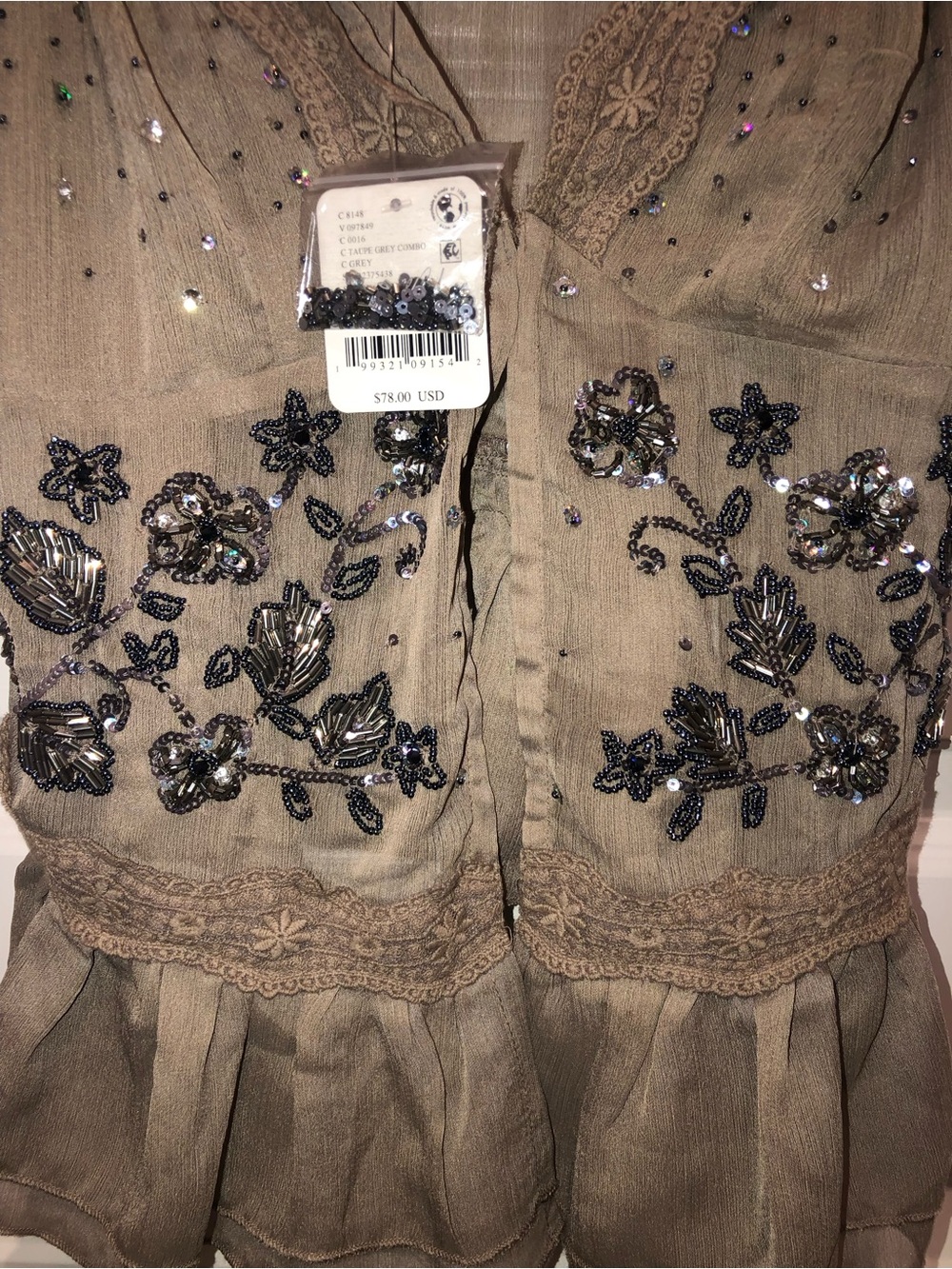 New Intimately Free People FP Class Act Crystal Beaded Cami Shirt Top sz XS - Picture 6 of 8